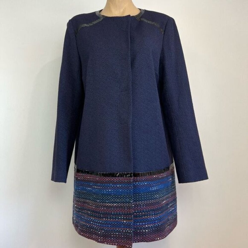 Tristan Women’s XL Navy Blue Mixed Media Textured Coat Made in Canada a line